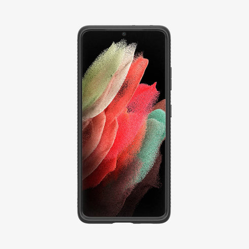 ACS02350 - Galaxy S21 Ultra Liquid Air Case in matte black showing the back
